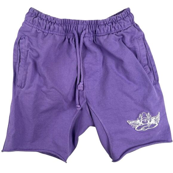Boys Lie Purple Embroidered Logo Knit Drawcord Activewear Casual Sweat Shorts S - Picture 1 of 4